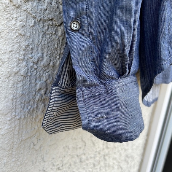 Vince Men's Chambray Stripe Button up Casual Shirt Size L - Picture 4 of 9